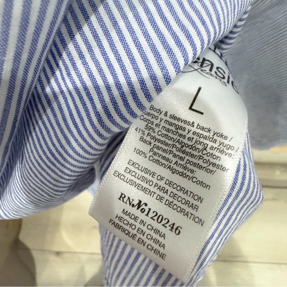 Kensie navy pinstripe crew neck faux layered sweatshirt - Picture 6 of 6